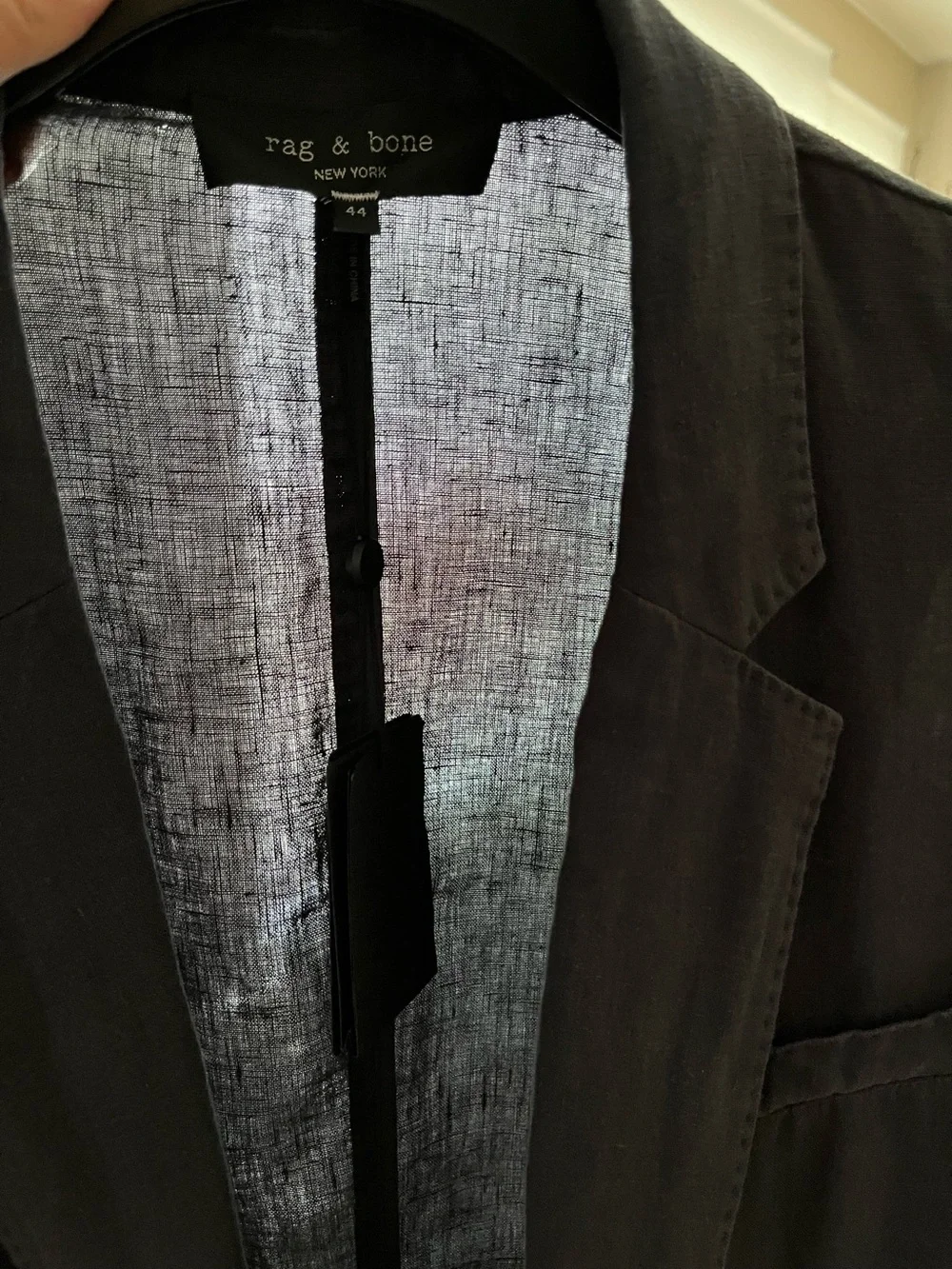 RAG & BONE WASHED DISTRESSED 100% FINE LINEN Notch Collar Blazer